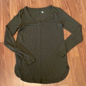 Olive Green V-neck Tee